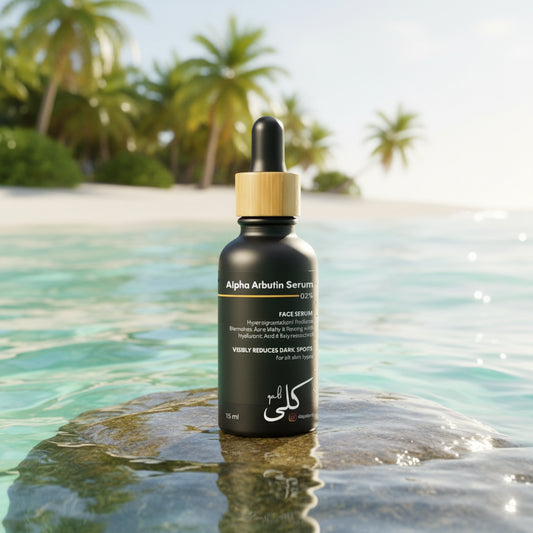 Alpha Arbutin Serum bottle with dropper on a white background