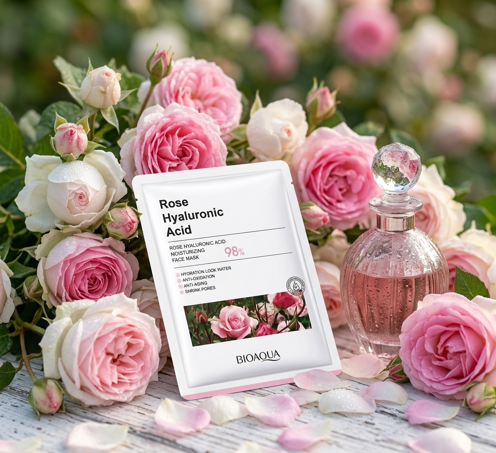 Bioaqua Korean Rose Hyaluronic Acid Sheet Mask